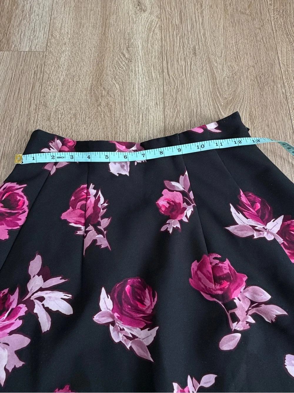 KATE SPADE New York Encore Rose Floral Flared Skirt in Black Pink Size 4